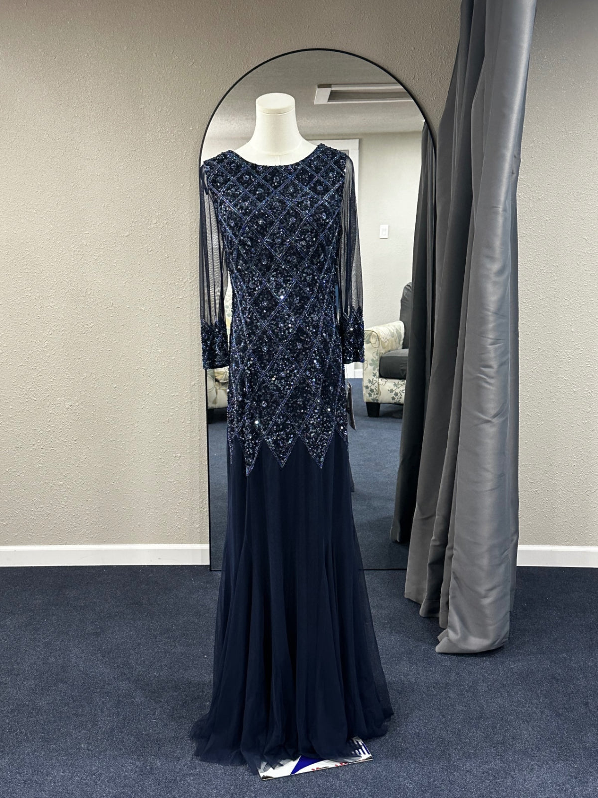 Js collections Evening Gown 12 Blue sequence