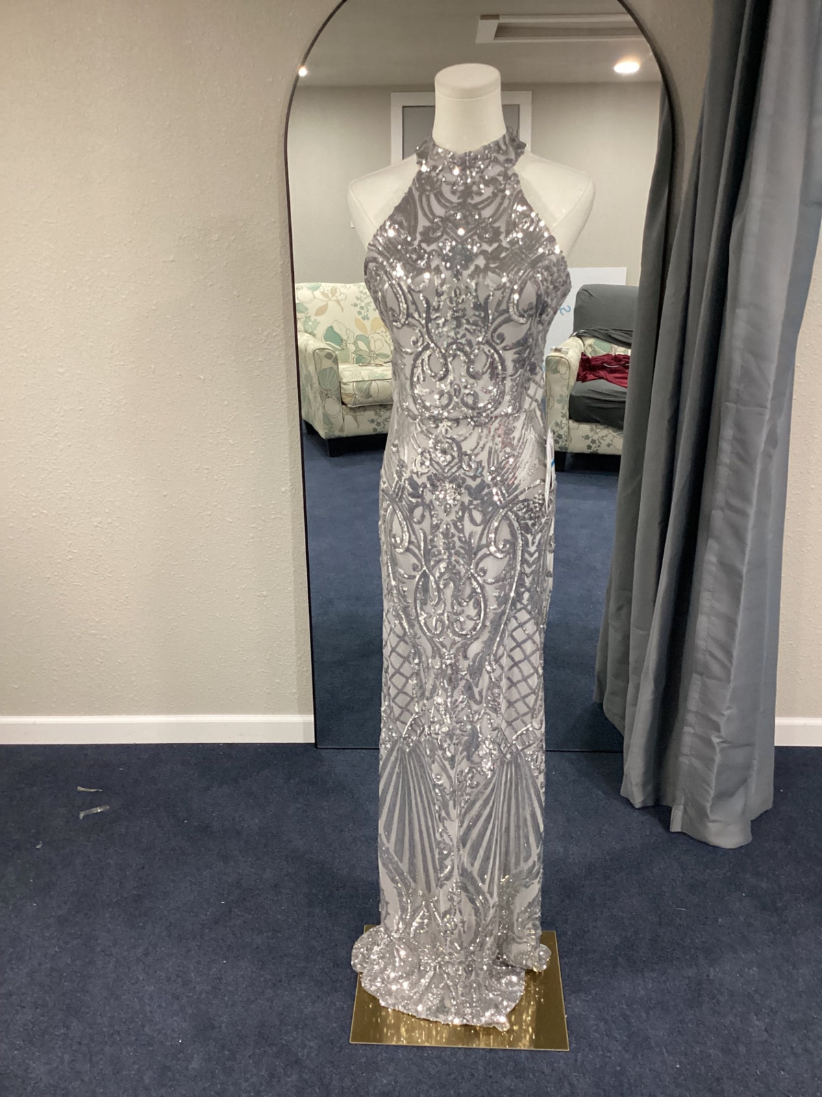 P Glam Evening Gown 9/10 Silver