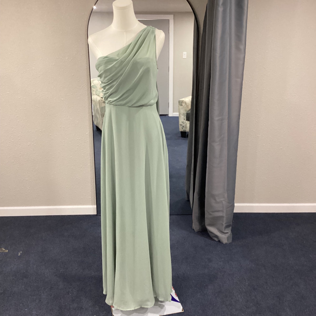Birds Grey Evening Gown small Light Green
