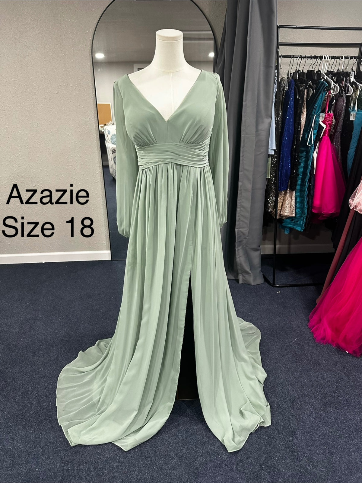 Azazie Size 18 Light Green